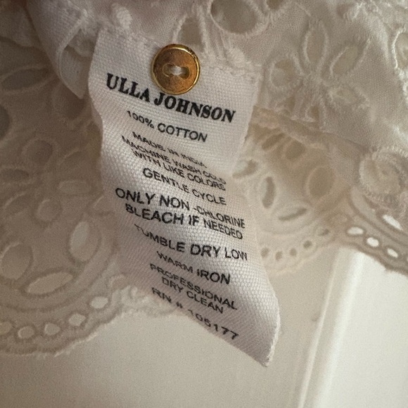 Ulla Johnson Cream Puff Sleeve Blouse with Ruffled Bib Collar - Picture 3 of 3